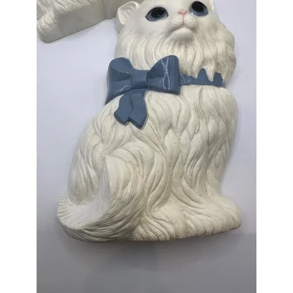 VTG Plastic Burwood White Persian‎ Cats Hanging Wall Decor Set of 2 - Kitty Cats - Picture 4 of 9